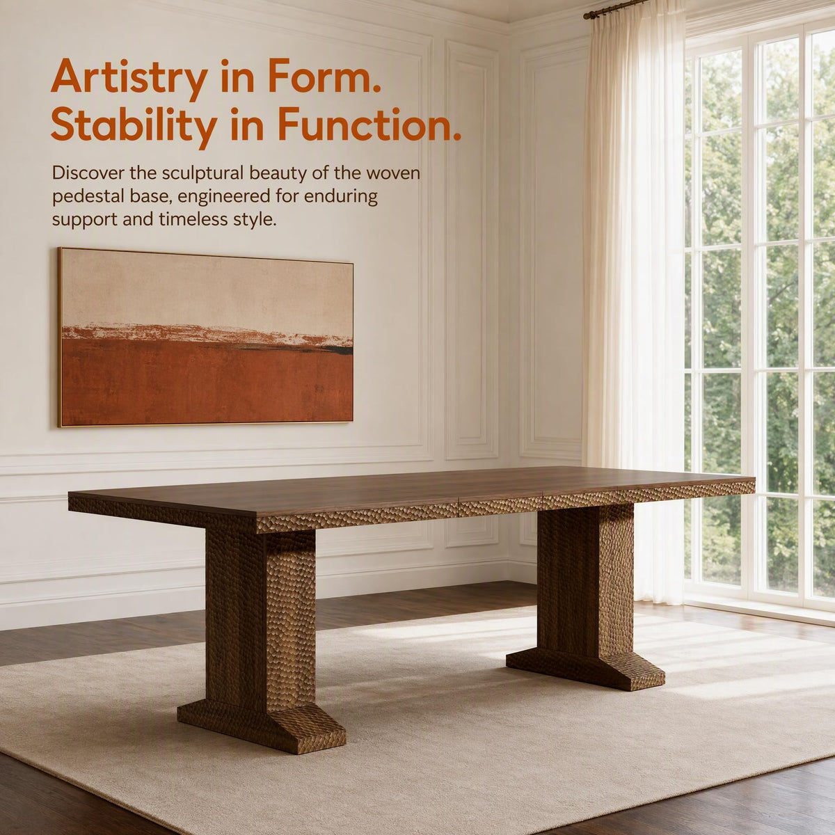 63-94.5 Inch Extendable Dining Table Set with 8 Brown Chairs B242
