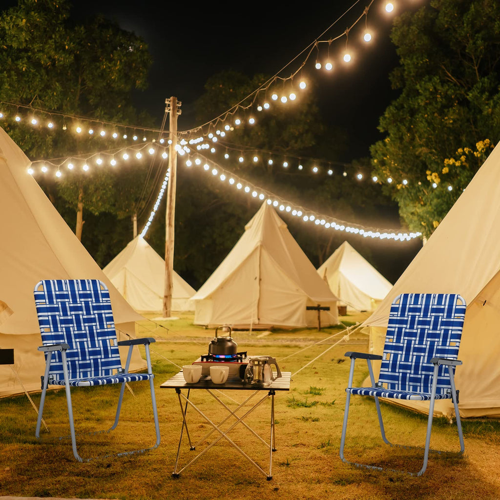 Set of 2 Blue Webbed Folding Camping Chairs Q56826