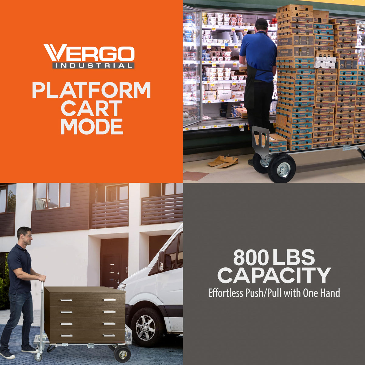 Heavy Duty Aluminum 2 in 1 Convertible Hand Truck 800 lb Capacity V59858