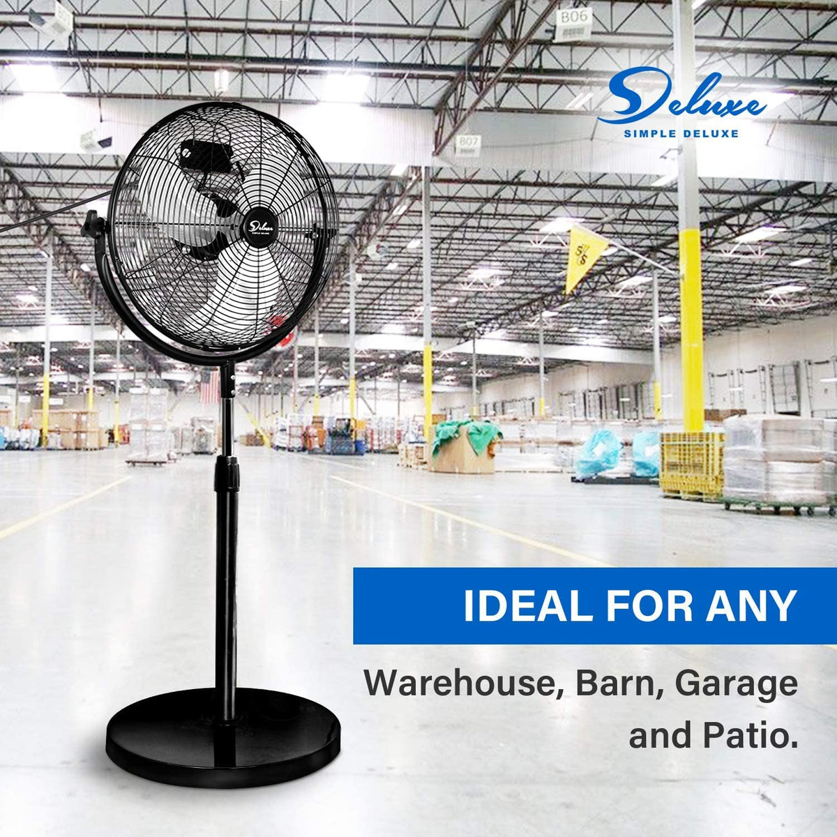 20 Inch 3-Speed High Velocity Metal Pedestal Standing Fan Y9625