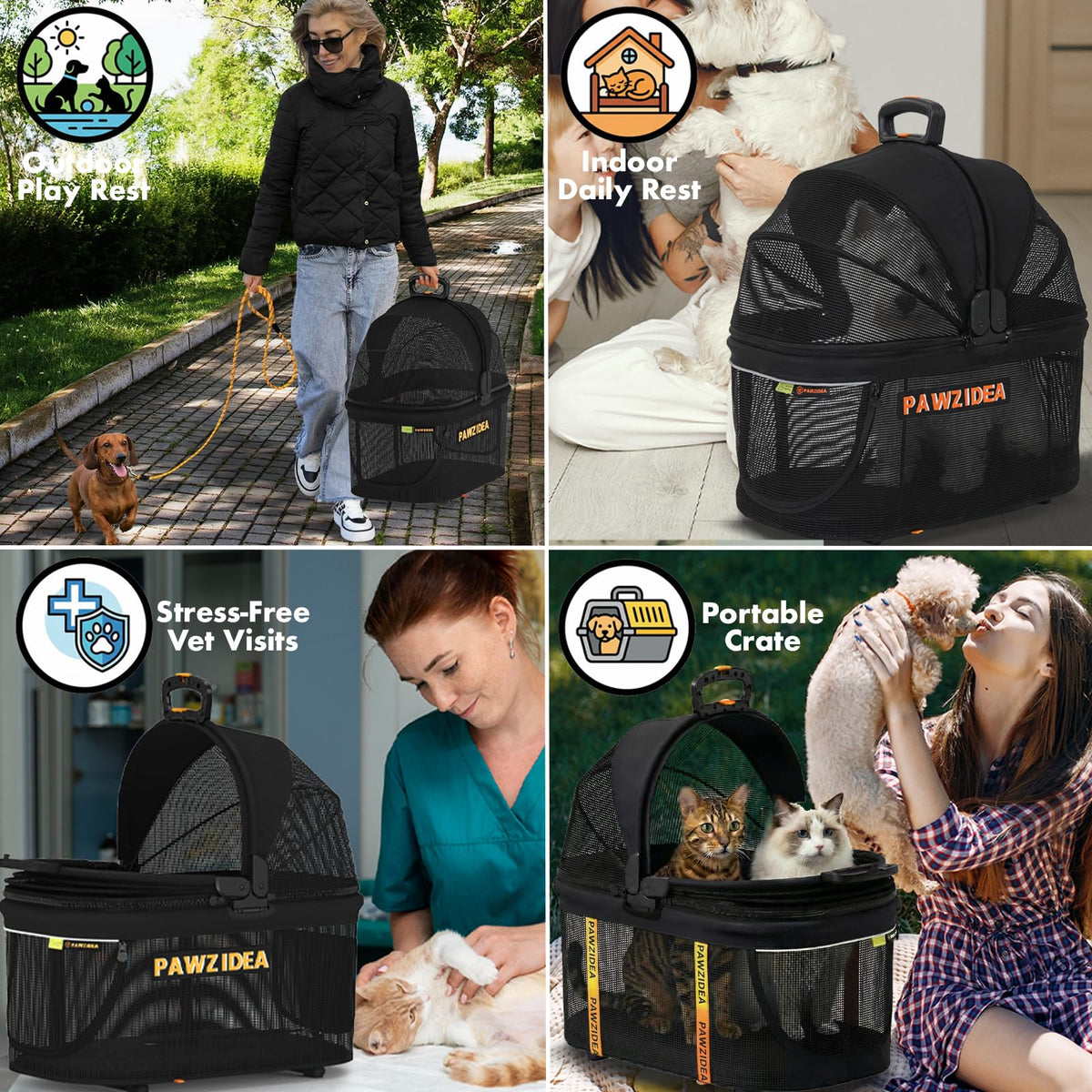 Double Pet Stroller with 2 Detachable Carrier X12227