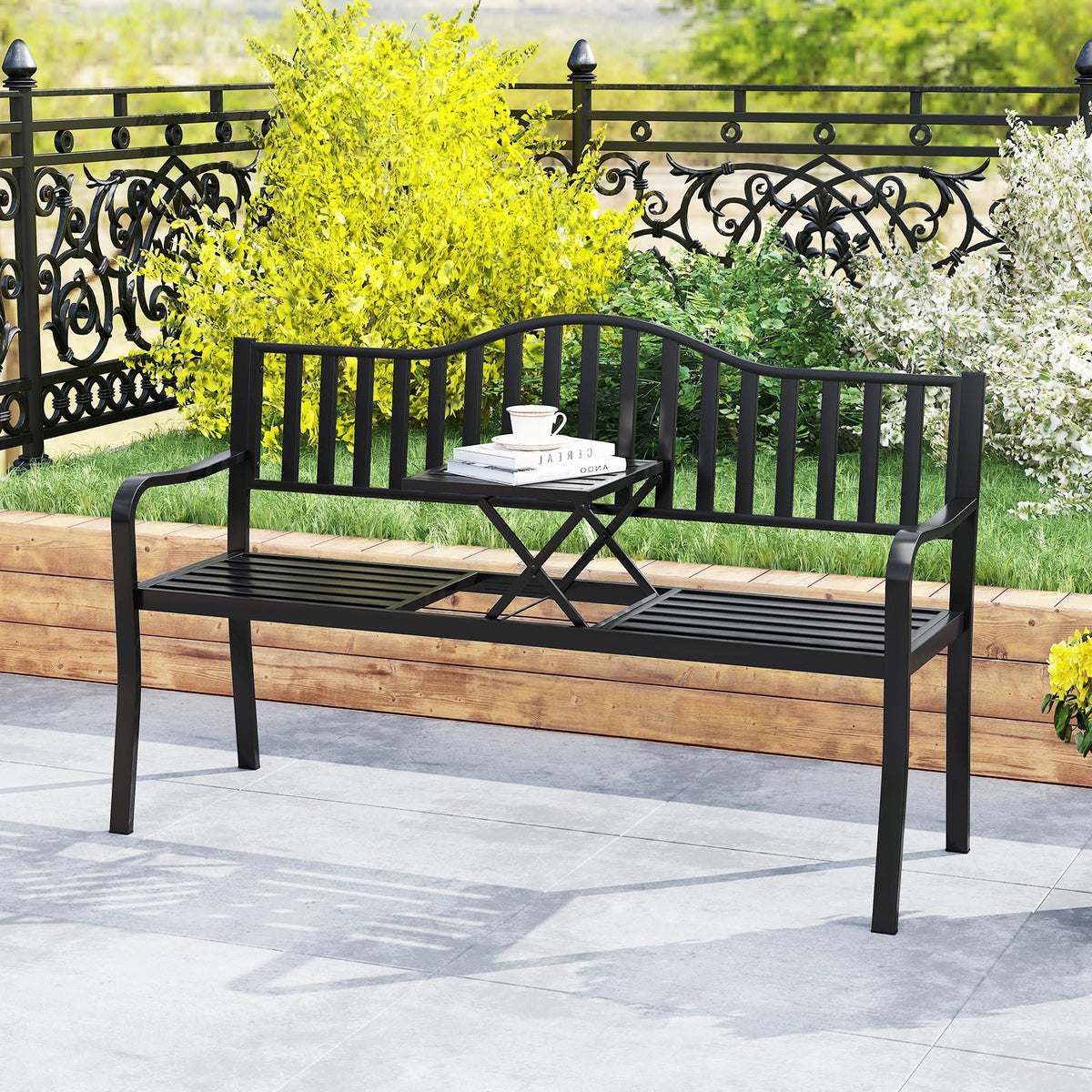 60” Metal Outdoor Garden Park Bench R83288