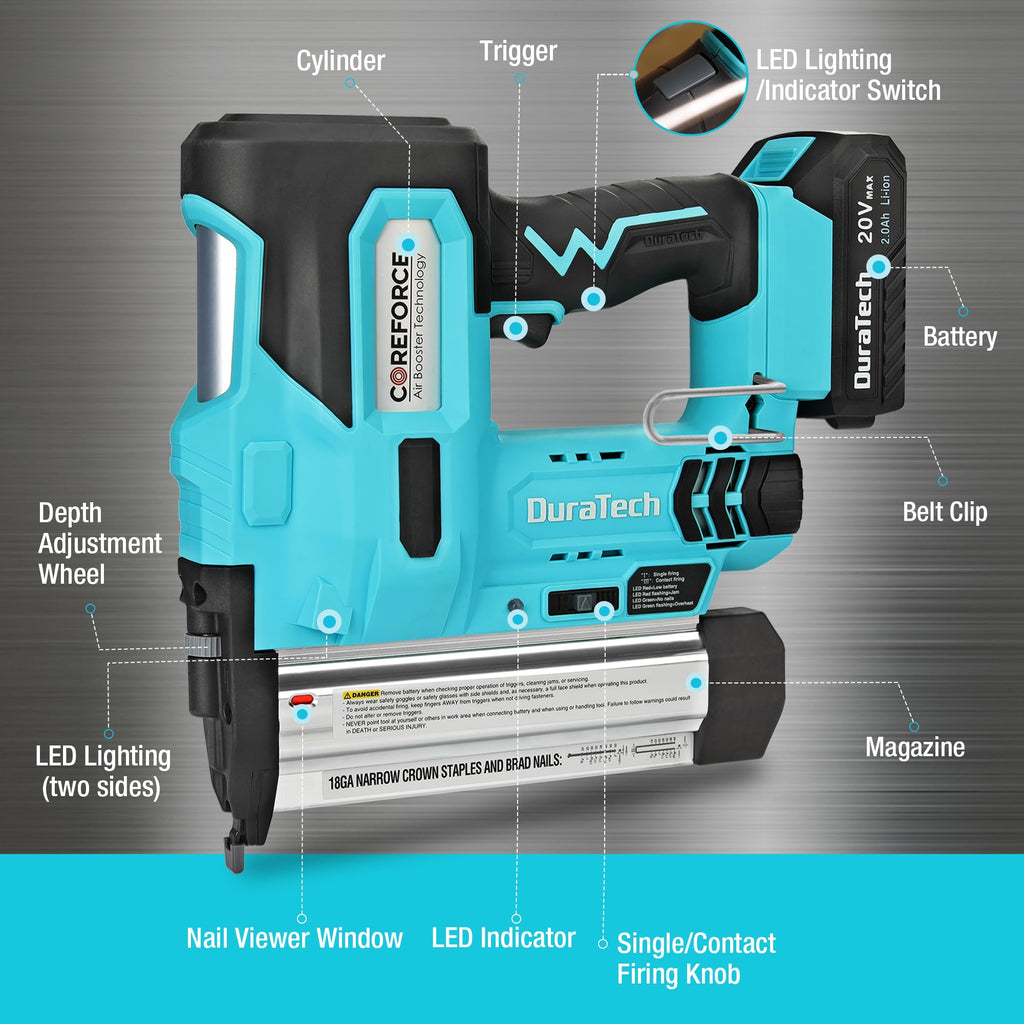20V Cordless 18 Gauge 2-in-1 Nail Staple Gun P3640