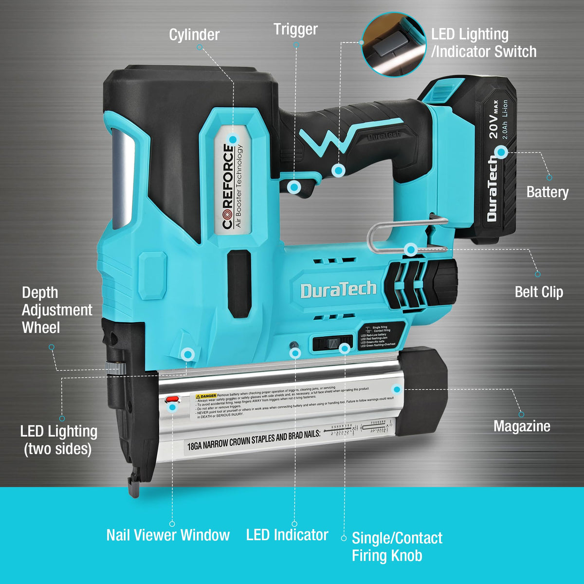 20V Cordless 18 Gauge 2-in-1 Nail Staple Gun P3640