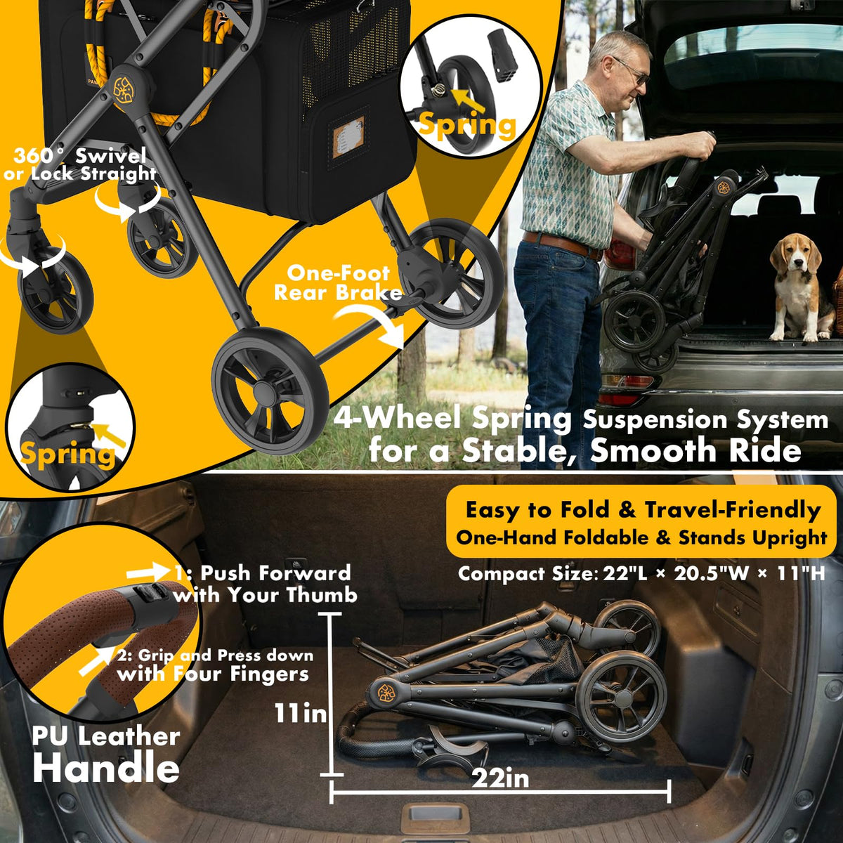 Double Pet Stroller with 2 Detachable Carrier X12227