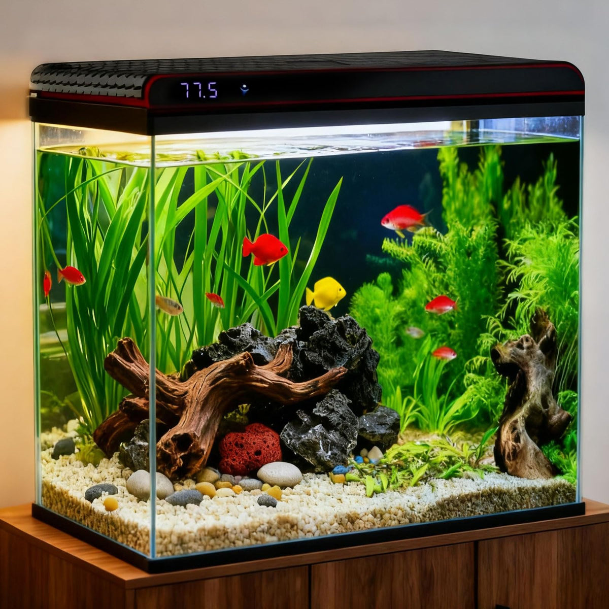 20 Gallon Glass Fish Tank Aquarium Starter Kit with LED Lights Filter Pump F84474