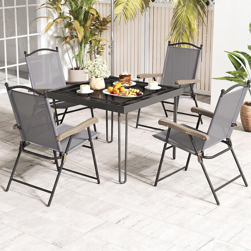 Set of 2 Grey Patio Folding Chairs B518