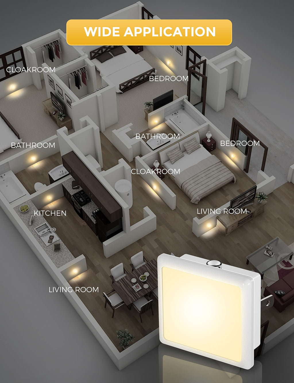 0.3W Plug in Night Lights 2-Pack U916