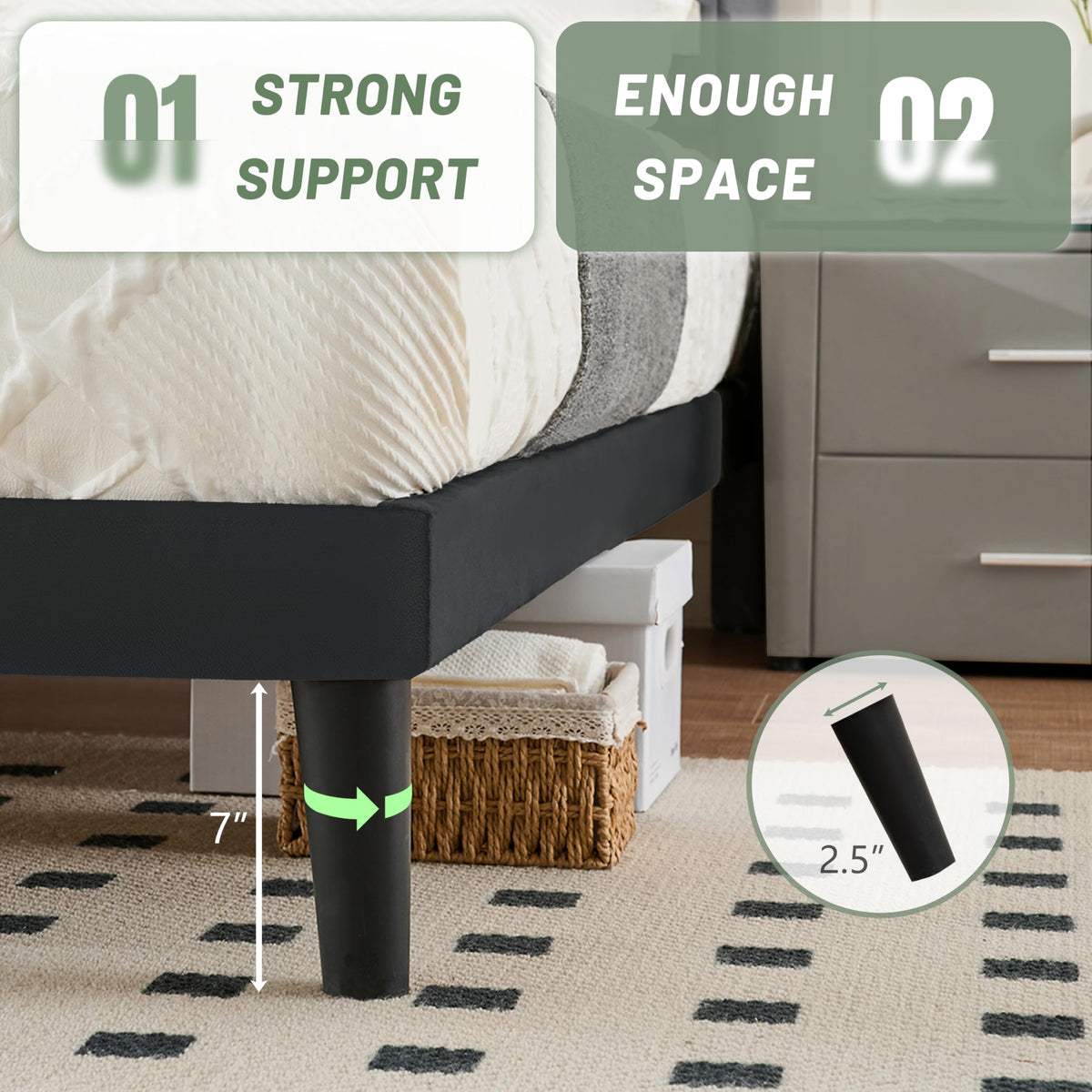 Queen Size Velvet Platform Bed Frame with Headboard B457592