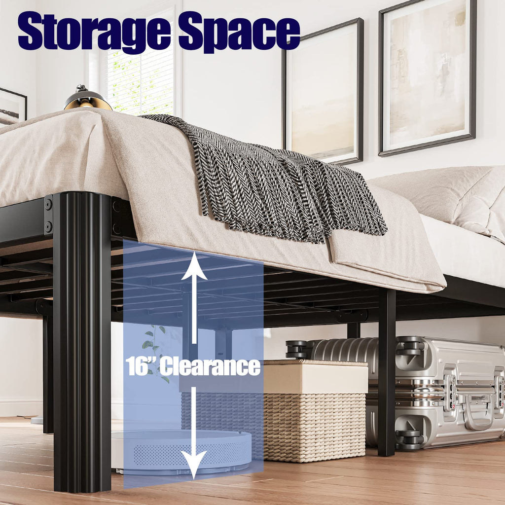 California King Heavy Duty Metal Platform Bed Frame with Round Corners Q536