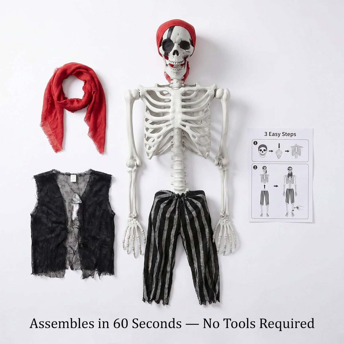 Life Size Pirate Skeleton Halloween Decoration O8154