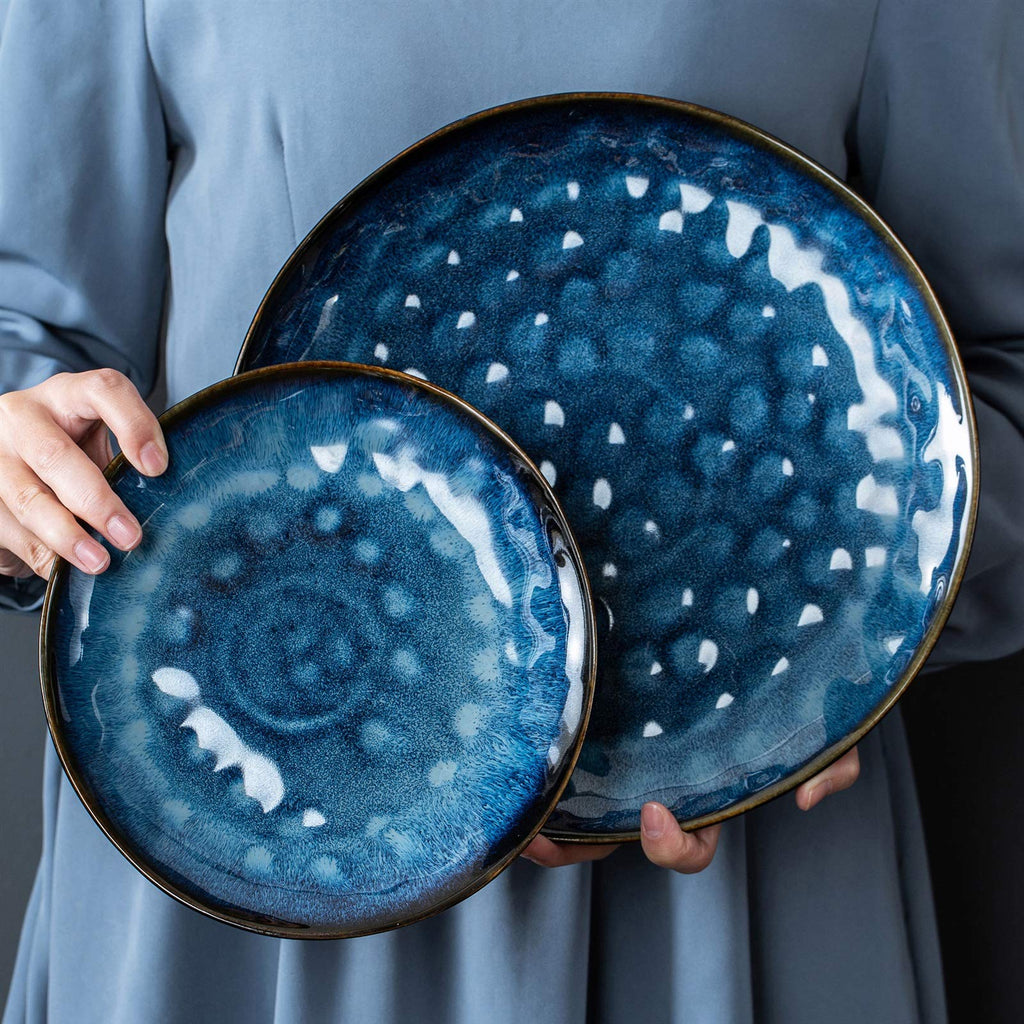 Blue 12-Piece Ceramic Stoneware Dinner Set N30038