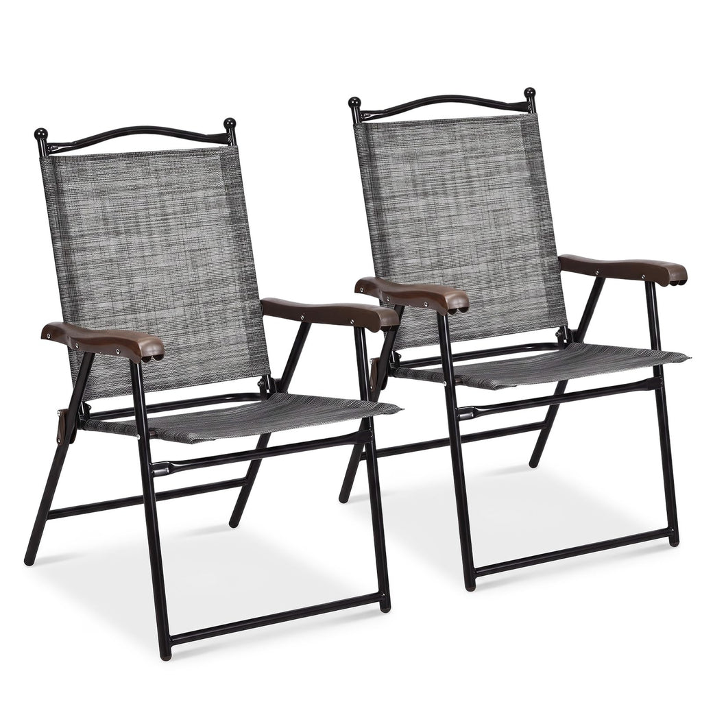 Set of 2 Grey Patio Folding Chairs B518