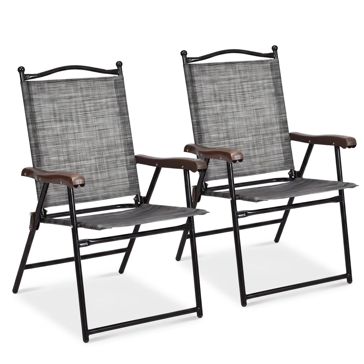 Set of 2 Grey Patio Folding Chairs B518