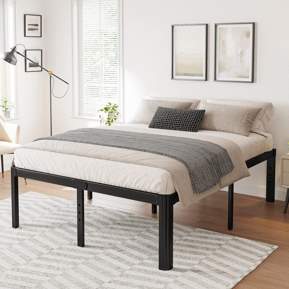 California King Heavy Duty Metal Platform Bed Frame with Round Corners Q536