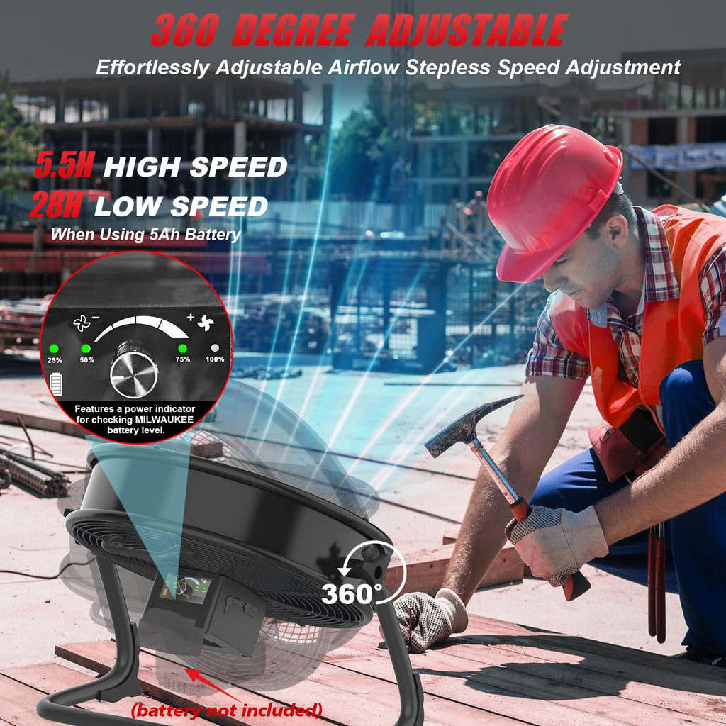 16" Battery Powered Cordless Floor Fan E7803