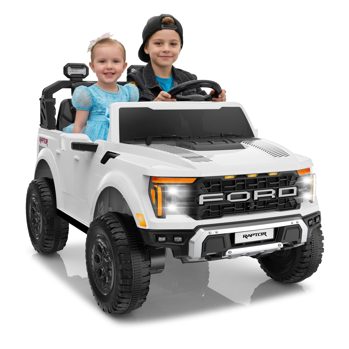 White 24V 2 Seater Ride On Truck J62599