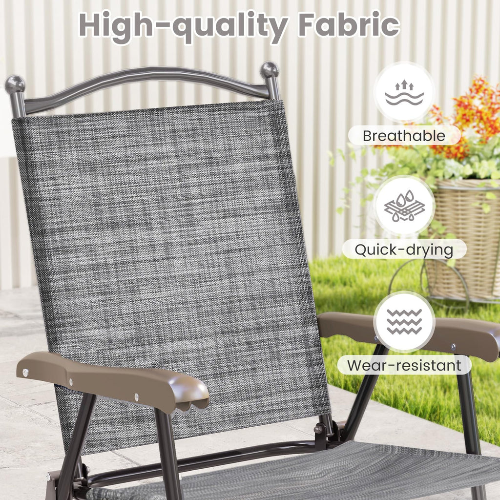 Set of 2 Grey Patio Folding Chairs B518