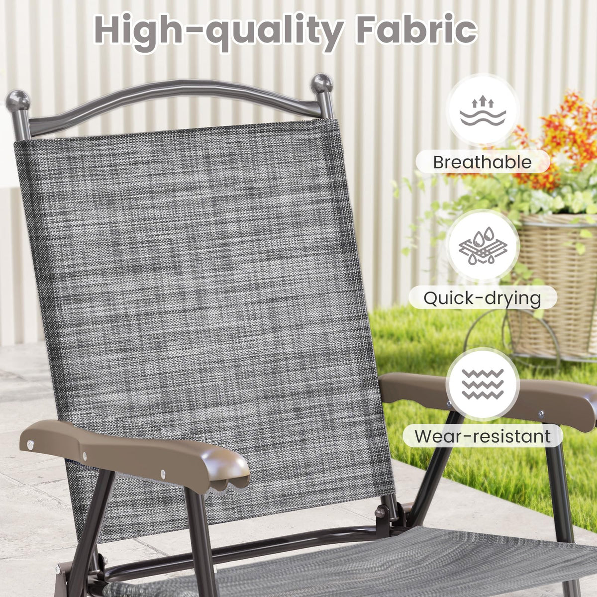 Set of 2 Grey Patio Folding Chairs B518
