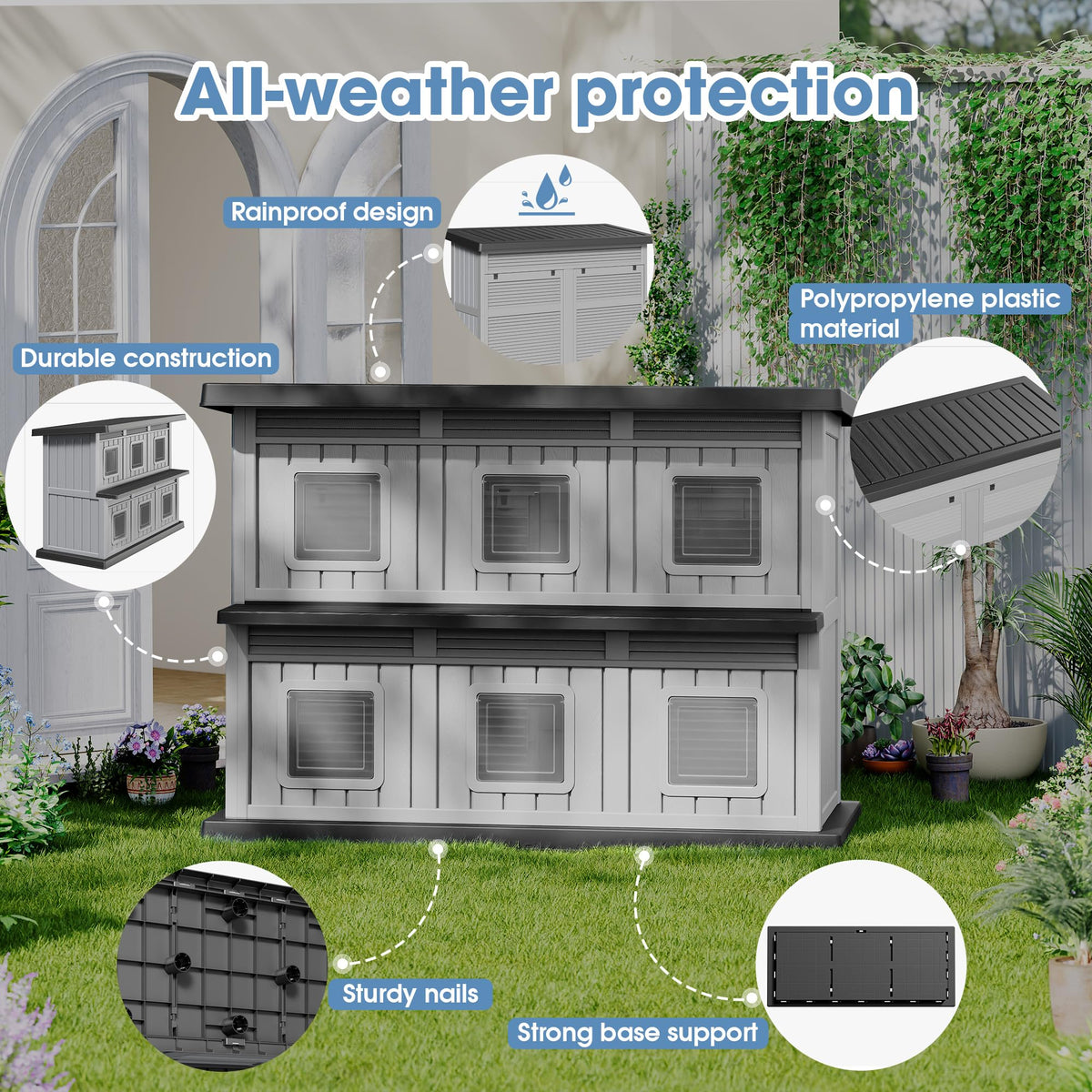 Weatherproof 2 Storey Insulated Cat House I4571
