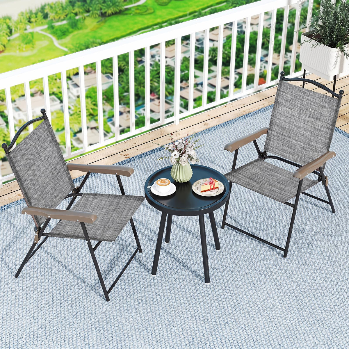 Set of 2 Grey Patio Folding Chairs B518