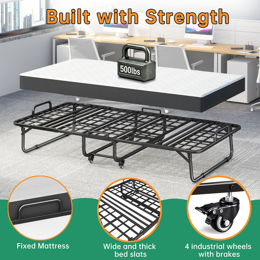 75" x 39" Folding Bed with 5" Memory Foam Mattress D873