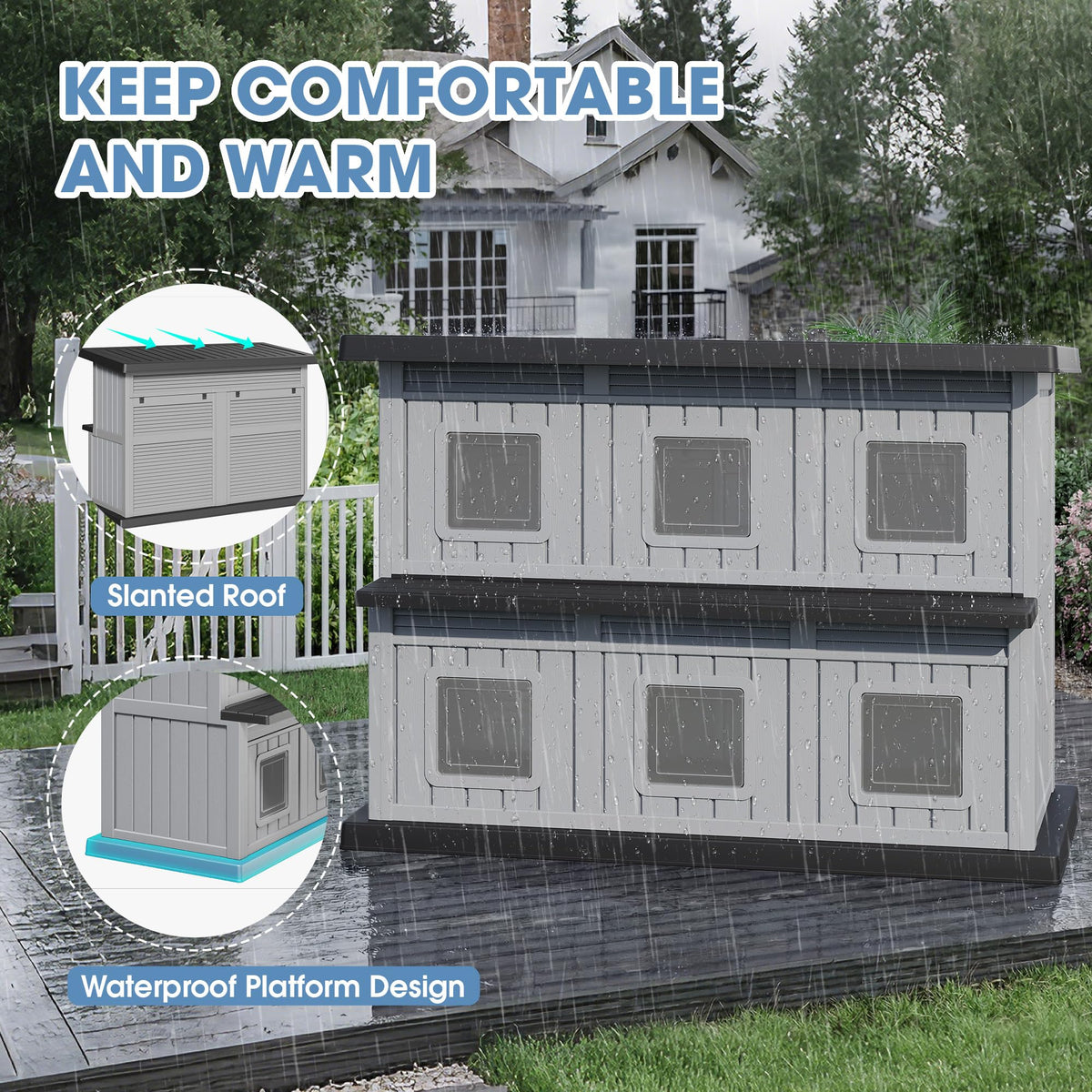 Weatherproof 2 Storey Insulated Cat House I4571