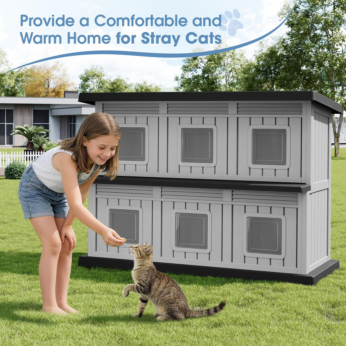 Weatherproof 2 Storey Insulated Cat House I4571