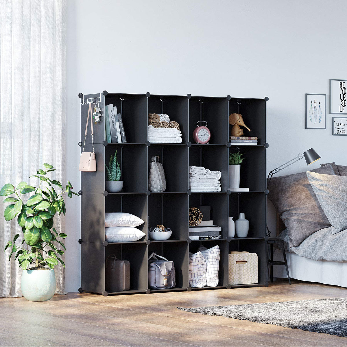 16 Cube Black Storage Organizer I45862