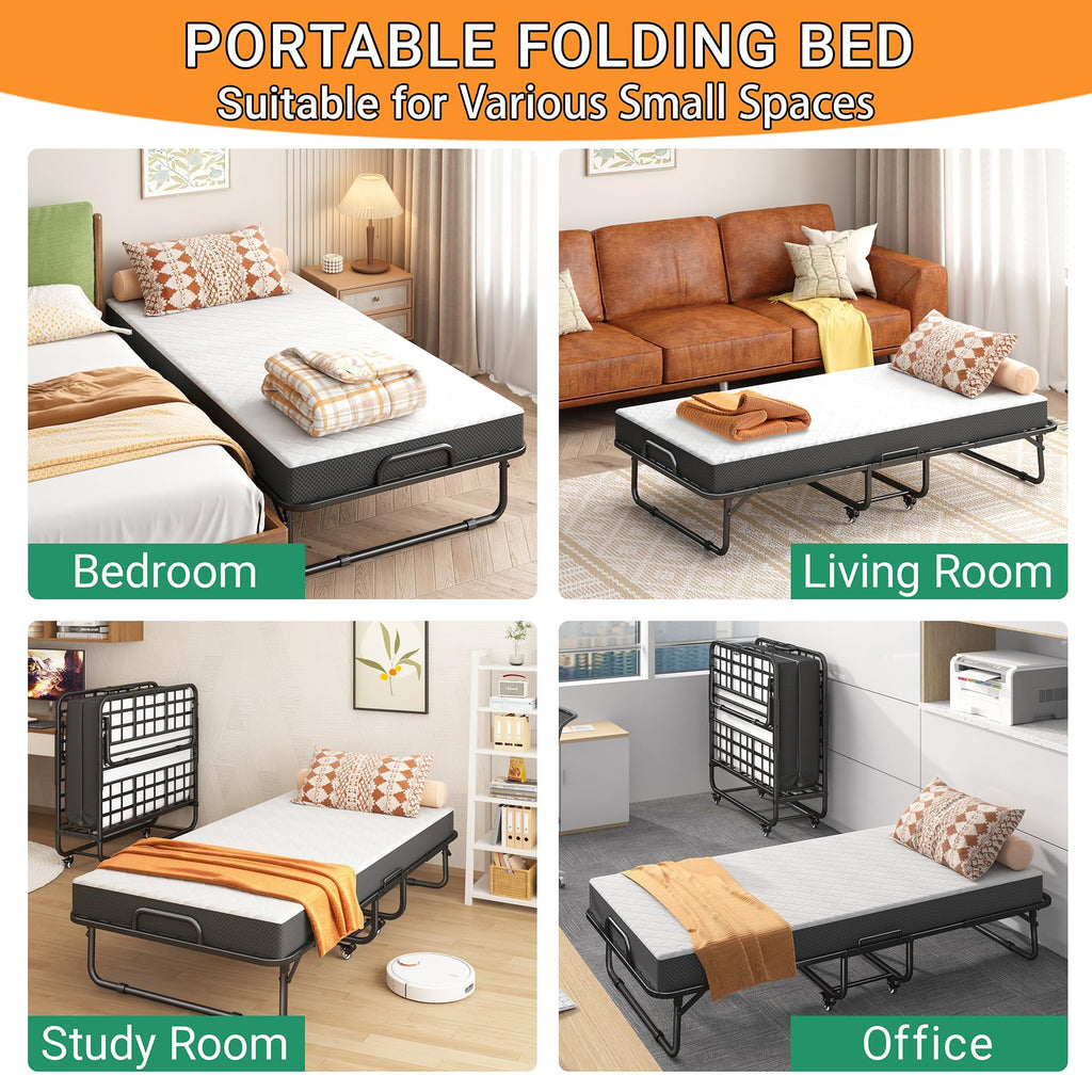 75" x 39" Folding Bed with 5" Memory Foam Mattress D873