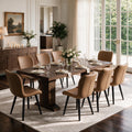 63-94.5 Inch Extendable Dining Table Set with 8 Brown Chairs B242