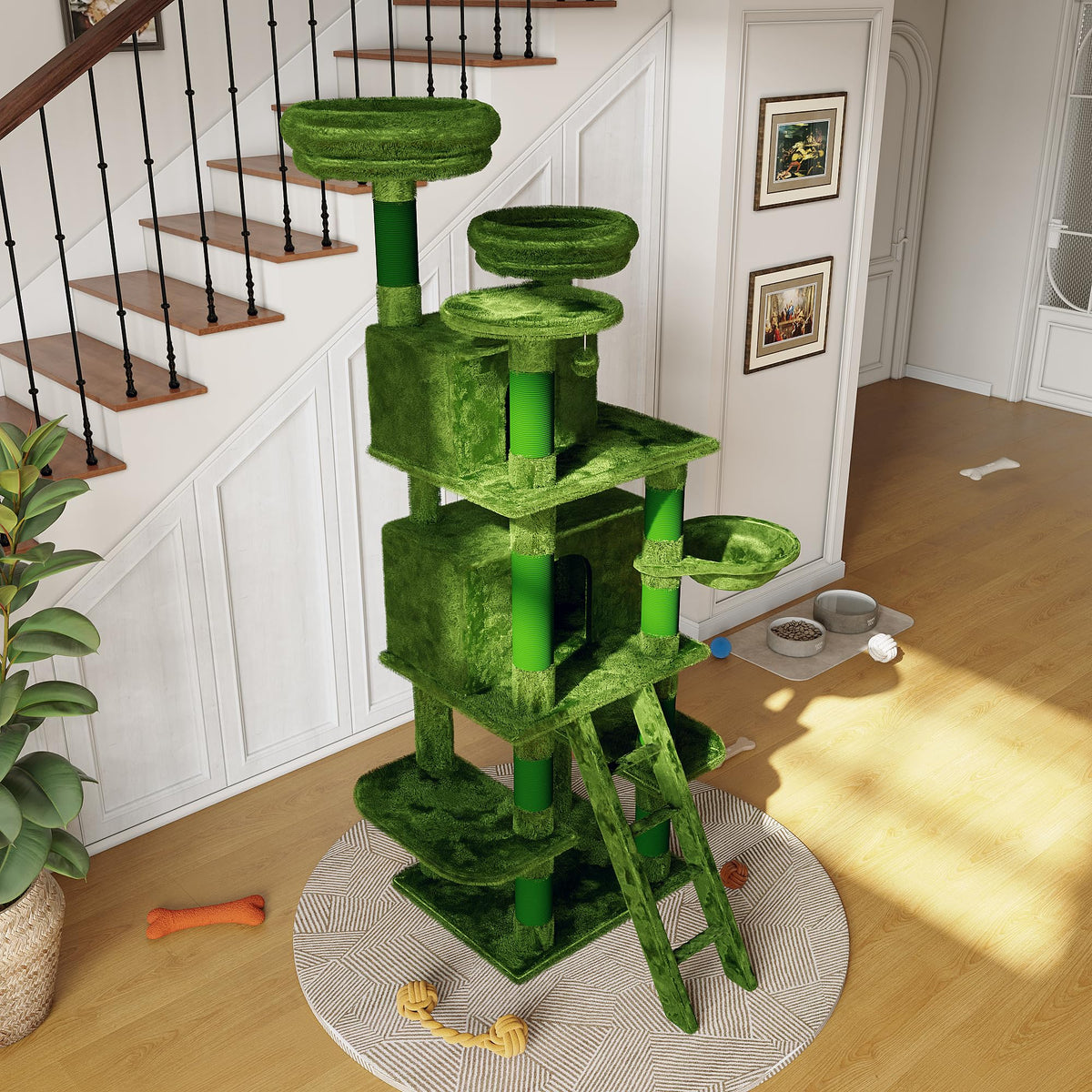 70.87'' Cat Tree Tower with Scratching Post and Hanging Hammock I316