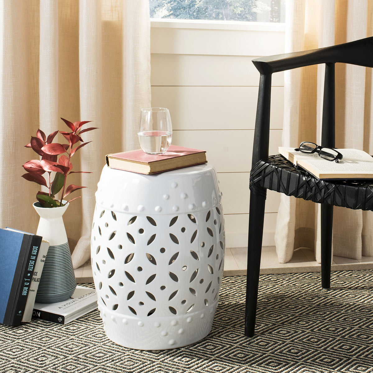 White Ceramic Garden Stool G696